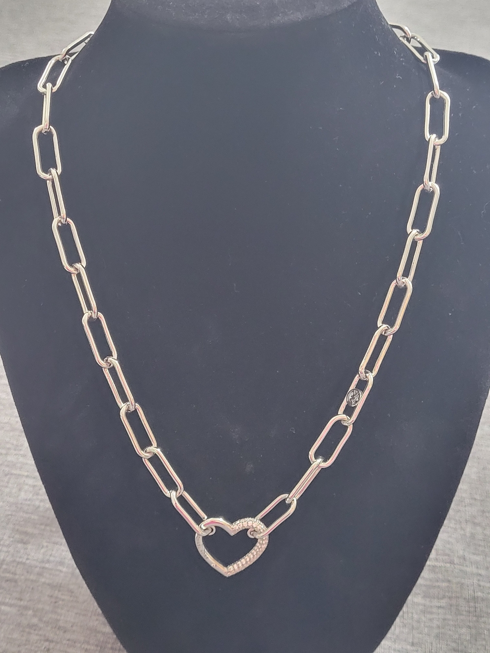 Michael Kors Gold-Tone Paperclip Chain Necklace with Pave Heart